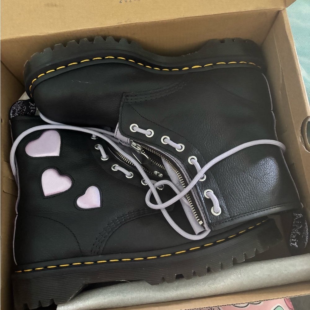 NIB Dr. Martens Black and Pink Combat Boots
